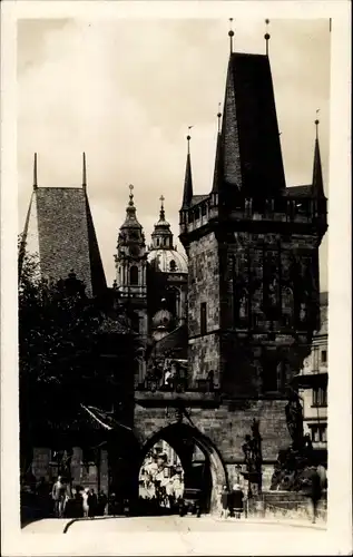 Ak Praha Prag Tschechien, Kleinseitner Brückentürme