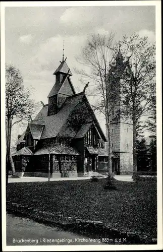 Ak Karpacz Górny Brückenberg Krummhübel Riesengebirge Schlesien, Kirche Wang