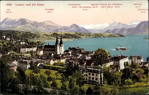 Ak Luzern Stadt Schweiz, Blick auf die Stadt, Rigi, Rosstock