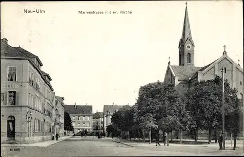Ak Neu Ulm in Schwaben, Marienstraße, Ev. Kirche
