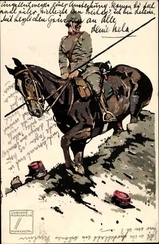 Künstler Litho Hohlwein, Ludwig, Deutscher Kavallerist, Franzose