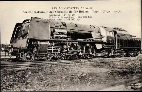 Ak Belgische Eisenbahn, Locomotive Belge, Dampflok, Type 1 Super Pacific