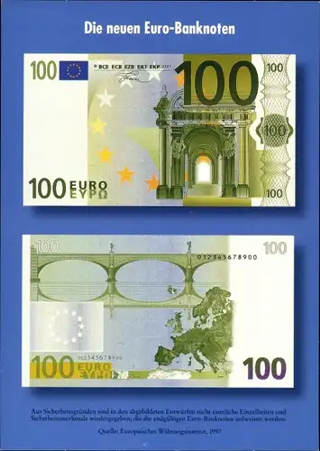Ak Die neuen Euro Banknoten, 100 Euro, Geldscheine