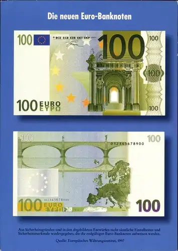 Ak Die neuen Euro Banknoten, 100 Euro, Geldscheine