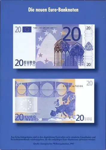 Ak Die neuen Euro Banknoten, 20 Euro, Geldscheine