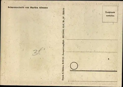 Scherenschnitt Künstler Ak Aßmann, Martha, Glückwunsch Neujahr, Engel, Schneemann