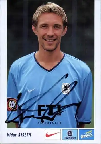 Ak Fußballspieler Vidar Riseth, TSV München 1860 eV, Portrait, Autogramm, Bundesliga, Reklame