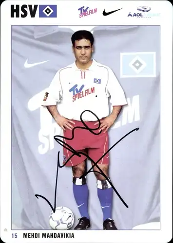 Ak Fußballer Mehdi Mahdavikia, Portrait, Autogramm, HSV, HEW Card, Reklame
