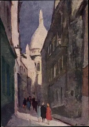Künstler Ak Paris XVIII, Montmartre, Basilika Sacre Coeur