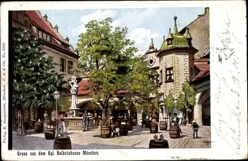 Ak München Bayern, Königliche Hofbräuhaus, Denkmal