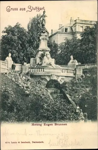 Ak Stuttgart am Neckar, Herzog-Eugen-Brunnen