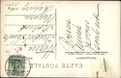 Ak Glückwunsch Neujahr, Französischer Soldat bläst in die Trompete