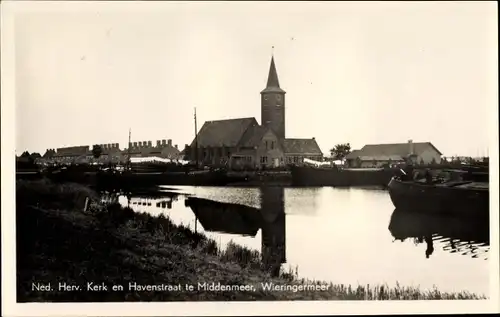 Ak Middenmeer Nordholland, Ned. Herv. Kerk en Havenstraat