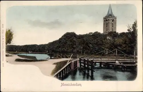 Ak Monnickendam Waterland Nordholland Niederlande, Ortspartie