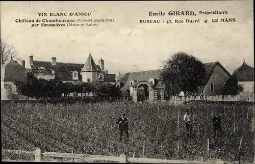 Ak Savennières Maine et Loire, Chateau de Chamboureau, Vin Blanc d'Anjou, Propr. Emile Girard