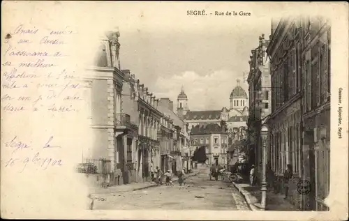 Ak Segré Maine et Loire, Rue de la Gare