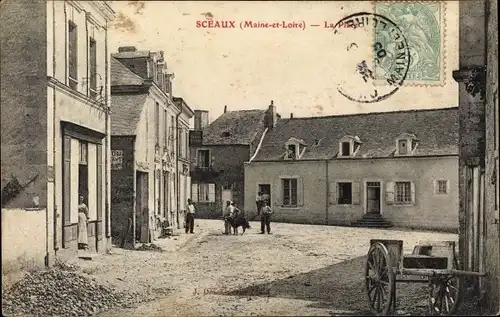 Ak Sceaux Maine et Loire, La Place, Ortspartie, Häuser