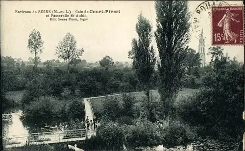 Ak Segré Maine et Loire, Coin de Court Pivert, Passerelle St. Aubin