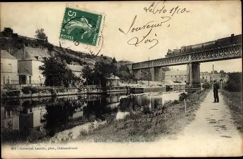 Ak Segré Maine et Loire, Viaduc du Chemin de Fer, Eisenbahn
