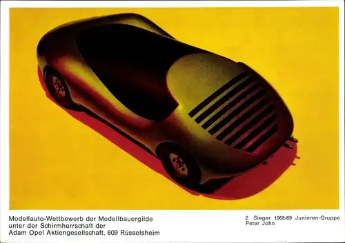Ak Modellauto Wettbewerb der Modellbauergilde, Adam Opel AG, 2. Sieger 1968/69 Junioren, Peter John