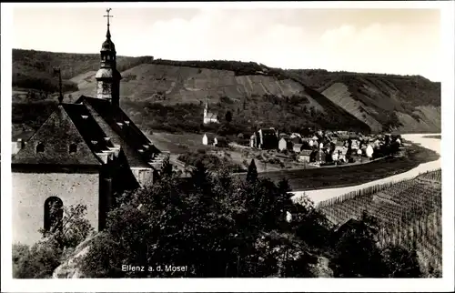 Ak Ellenz Poltersdorf an der Mosel, Gesamtansicht, Kirche