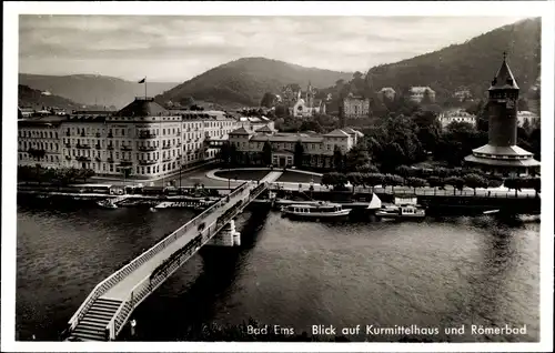 Ak Bad Ems an der Lahn, Kurmittelhaus, Römerbad, Brücke