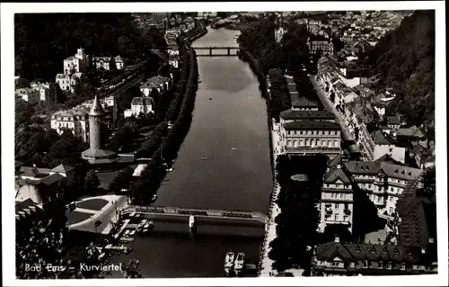 Ak Bad Ems an der Lahn, Fliegeraufnahme, Kurviertel