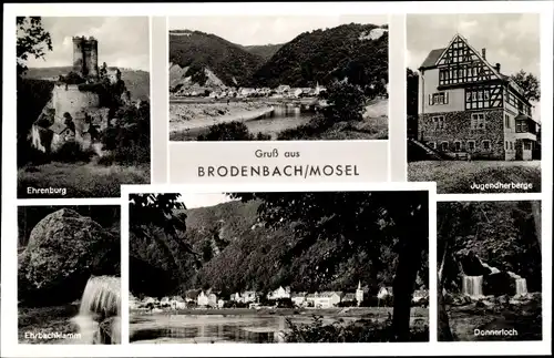 Ak Brodenbach an der Mosel, Ehrenburg, Jugendherberge, Ehrbachklamm, Donnerloch