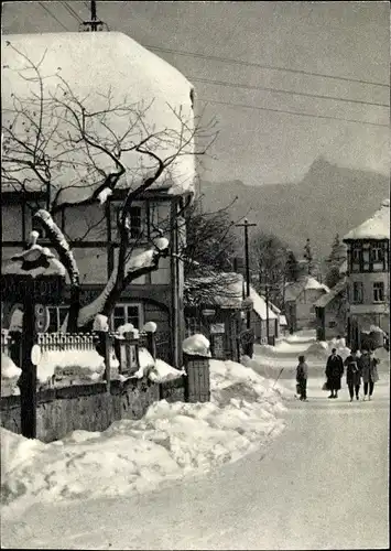 Ak Oybin in der Oberlausitz, Straße, Winter