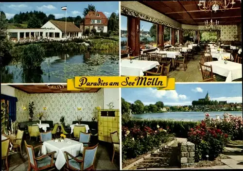 Ak Mölln im Herzogtum Lauenburg, Restaurant Paradies am See, Innenansicht