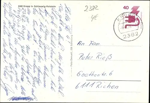 Ak Kropp in Schleswig, Luftaufnahme