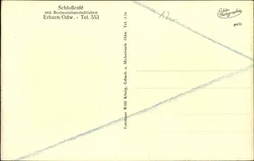 Ak Erbach im Odenwald Hessen, Schlosscafé