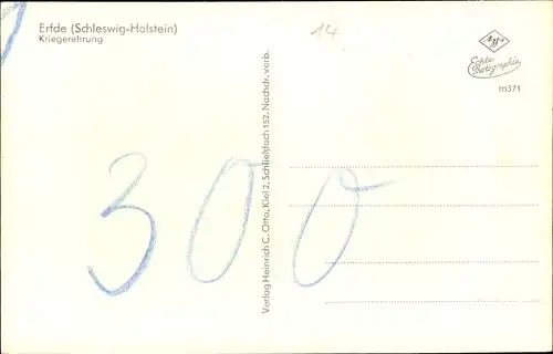 Ak Erfde in Schleswig Holstein, Kriegerehrung