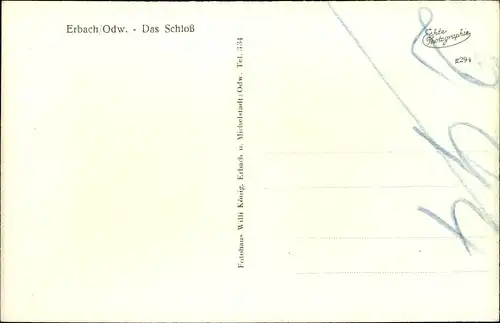 Ak Erbach Odenwald, Blick zum Schloss