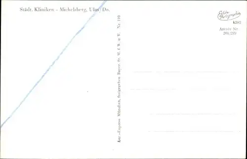 Ak Ulm an der Donau, Städt. Kliniken Michelsberg
