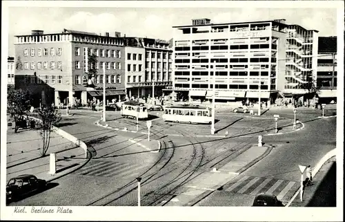 Ak Hansestadt Kiel, Berliner Platz, Straßenbahnen