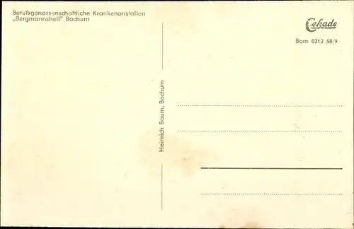 Ak Bochum im Ruhrgebiet, Bergmannsheil, Innenansicht