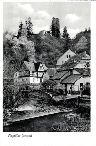 Ak Höhr Grenzhausen im Westerwaldkreis, Burgruine Grenzau, Häuser