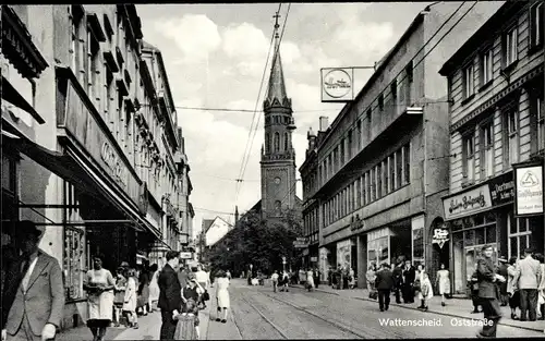 Ak Wattenscheid Bochum Ruhrgebiet, Oststraße, Kirche, Geschäfte, Horten