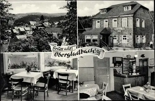 Ak Obergladbach Schlangenbad im Taunus Hessen, Vogelschau, Gasthaus Rheingauer Hof