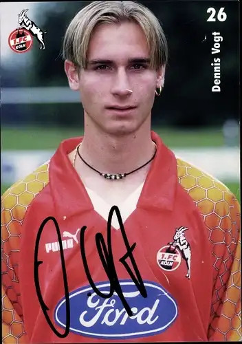 Autogrammkarte Fußballer Dennis Vogt, 1. FC Köln