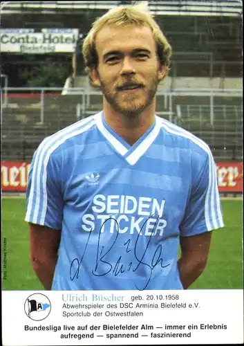 Autogrammkarte Fußballer Ulrich Büscher, DSC Arminia Bielefeld