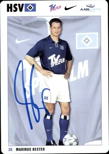 Autogrammkarte Fußballer Marinus Bester, Hamburger SV