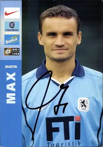 Ak Fußballer Max Martin, Portrait, Autogramm, Reklame, TSV München 1860 eV, Bundesliga