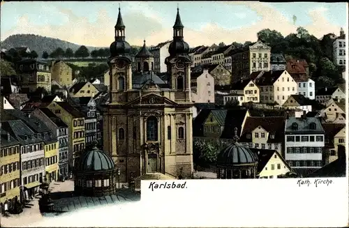 Ak Karlovy Vary Karlsbad Stadt, Katholische Kirche
