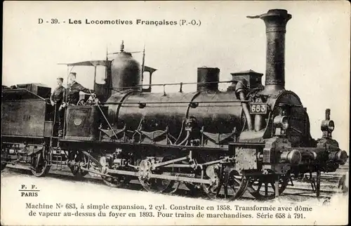Ak Les Locomotives Francaises P. O., Machine 683, Französische Eisenbahn