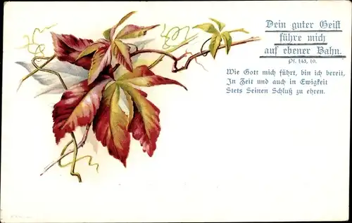 Ak Bibelzitat, Dein guter Geist führe mich auf ebener Bahn, Ps. 143,10, Blätter