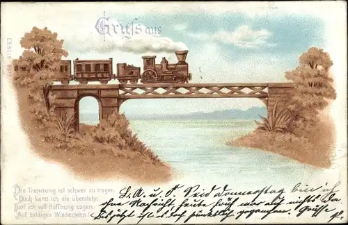 Ak Deutsche Eisenbahn, Brücke, Fluss, Trennung
