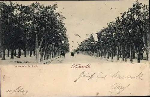 Ak Marseille Bouches du Rhône, Promenade du Prado