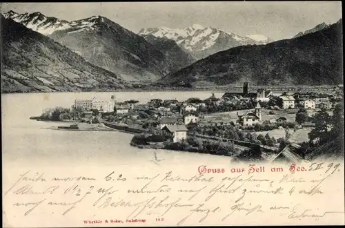 Ak Zell am See in Salzburg, Totalansicht der Ortschaft